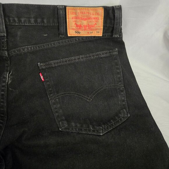 Levis 505 Black Straight Leg Jeans 38 x 34 - Picture 7 of 8